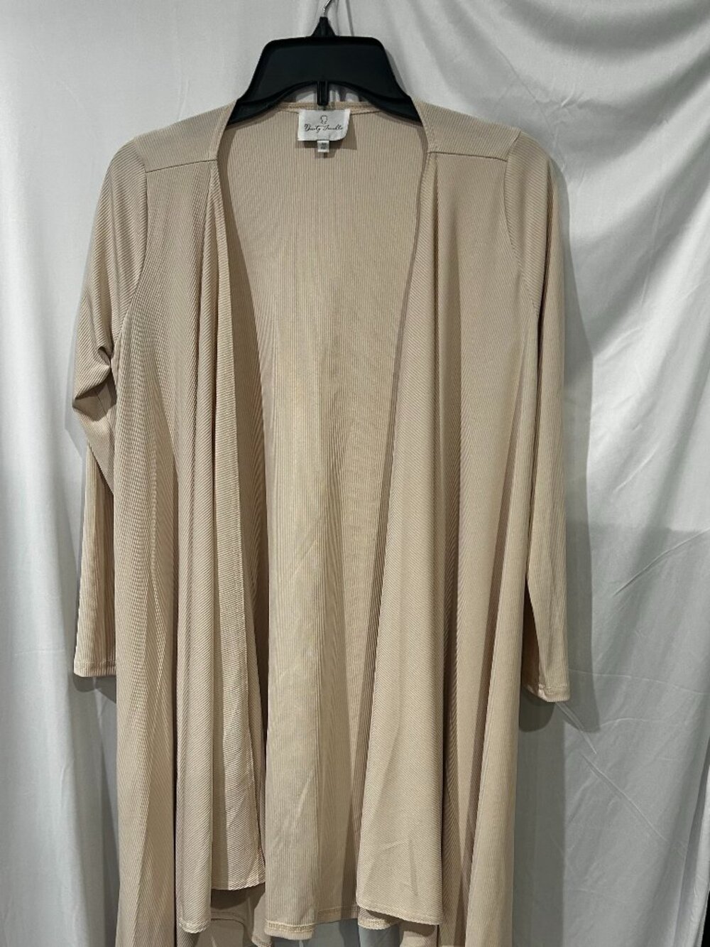 Cream Ribbed Open-Front Cardigan